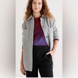 Vince Wool Cashmere Brush Felt Women ShirtJacket Shacket Gray Cozy Warm Size L